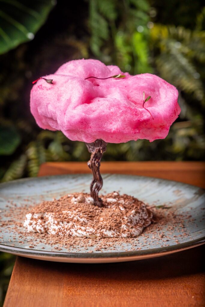 Tiramisù com árvore de algodão doce do Paparoto Cucina: gostosa e instragramável.